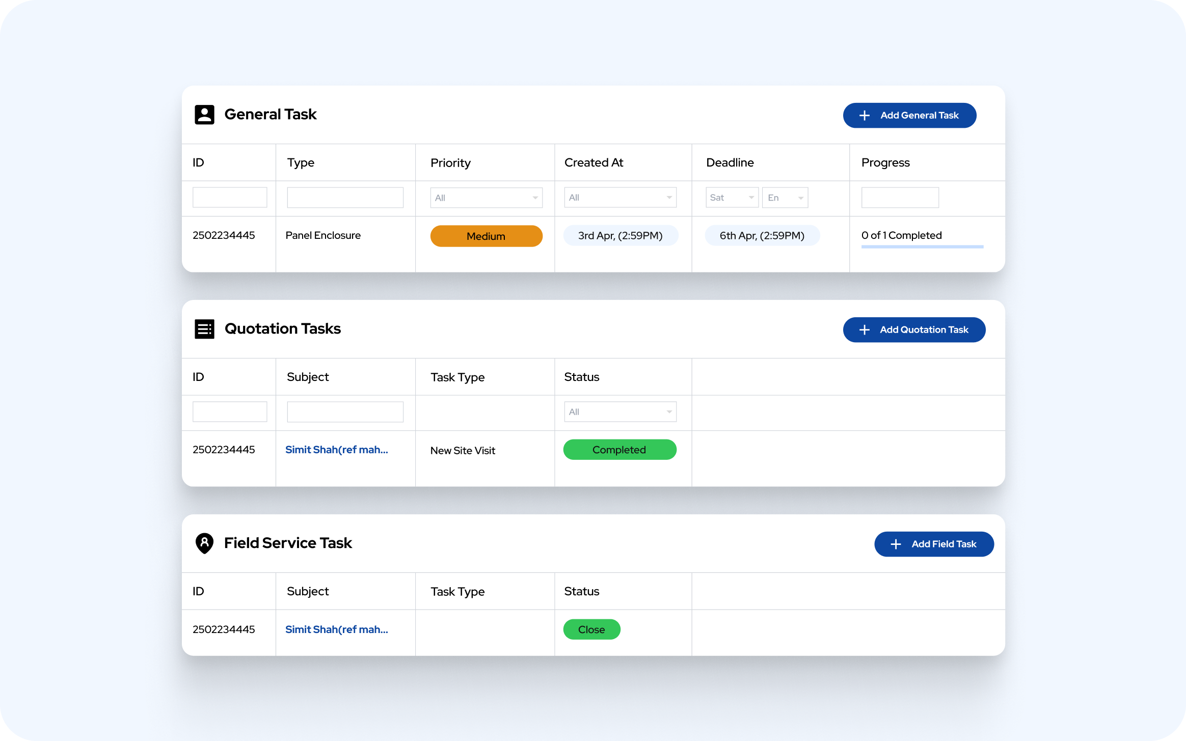 Tasks Dashboard
